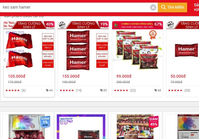 Kẹo kích dục Hamer bán tràn lan trên các trang mạng, Bộ Công Thương yêu cầu gỡ bỏ