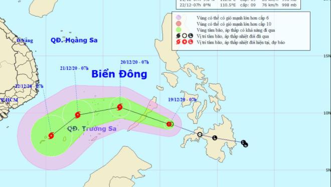 Áp thấp nhiệt đới vào Biển Đông, có thể mạnh lên thành bão số 14