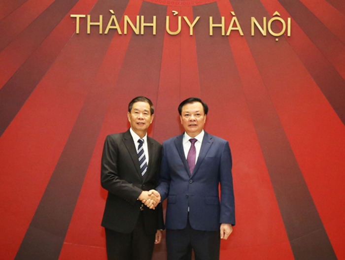  Bí thư Thành ủy Đinh Tiến Dũng tiếp Chủ tịch Ủy ban Trung ương Mặt trận Lào xây dựng đất nước